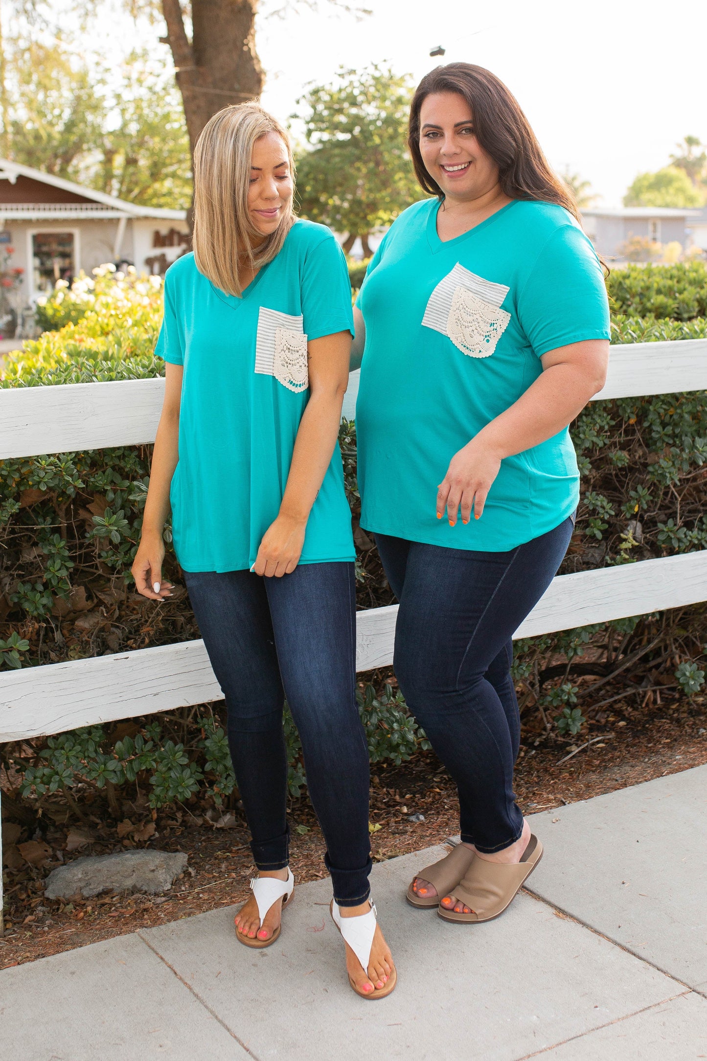 Turquoise & Lace Boyfriend Tee