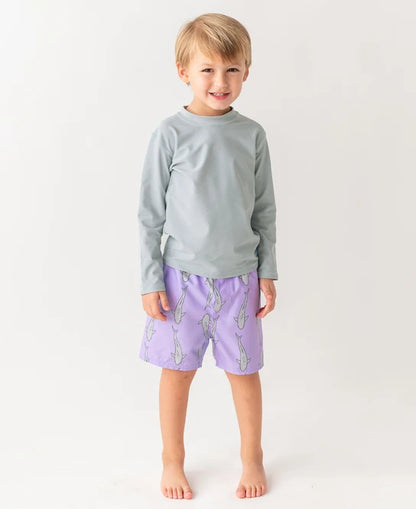 RuggedButts Long Sleeve Rash Guard & Jawsome Swim Trunks Set