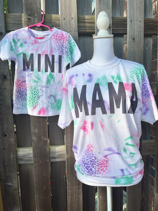 Mama/Mini leopard dyed tee