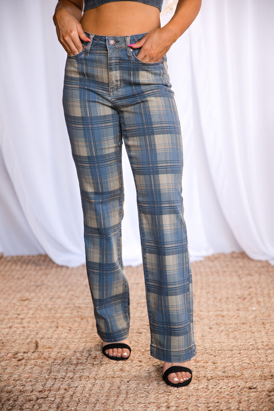 Perfectly Plaid - Judy Blue Straight Leg