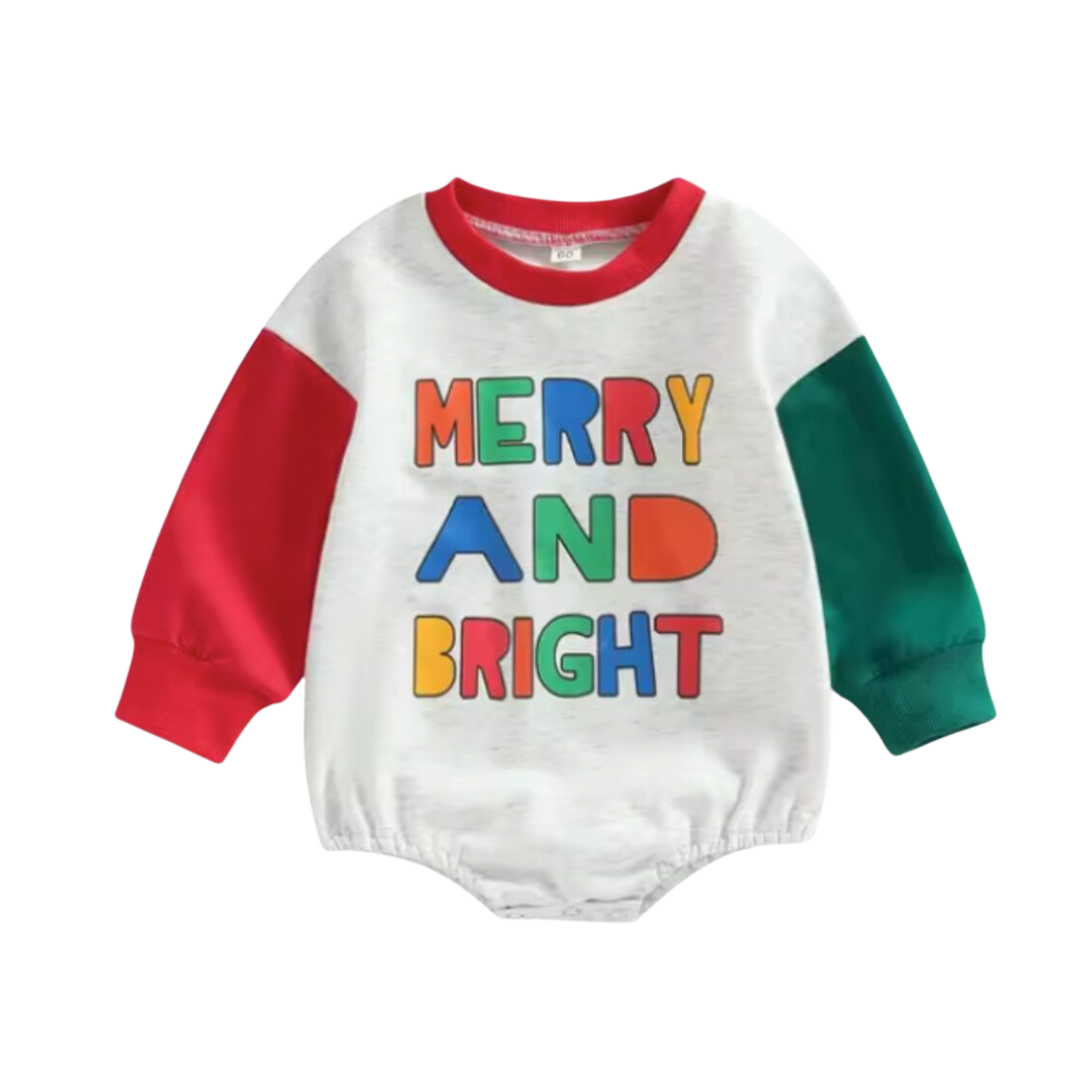 90's Merry and Bright Bubble Holiday Baby Romper