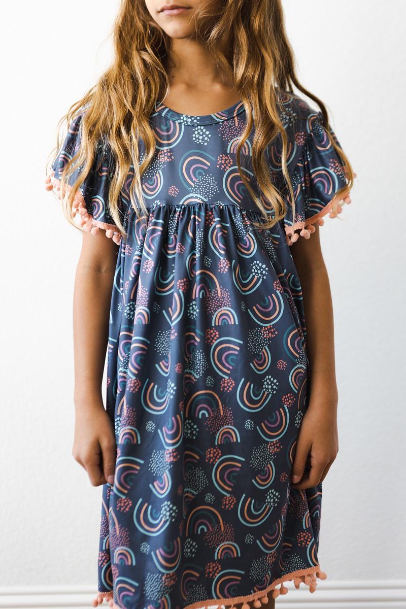 Mila & Rose Rainbow Showers Pom Pom Dress - Sister Match