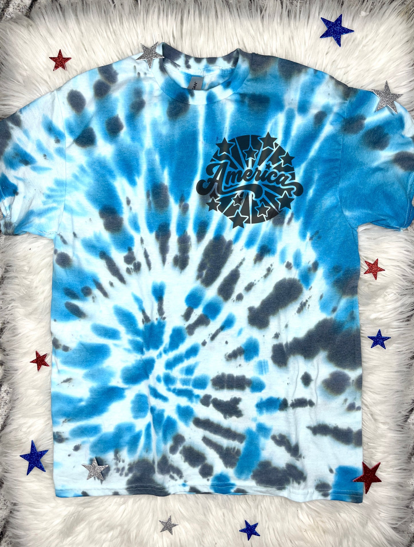 America Blue Spiral Graphic Tee