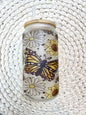 Sunflower butterfly glass tumbler