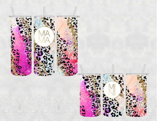 Leopard Colorful Mama/mini girls tumbler