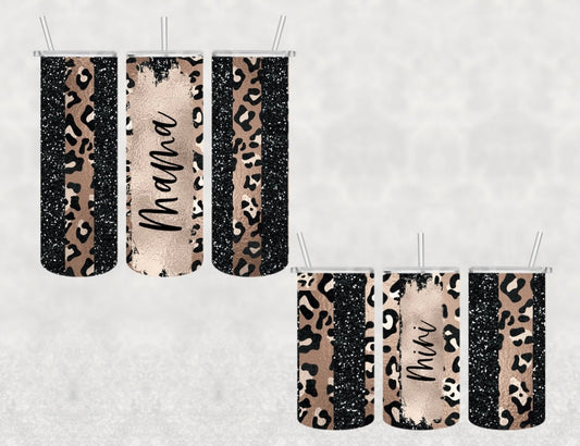 Leopard Black/Gold Mama/mini girls tumbler